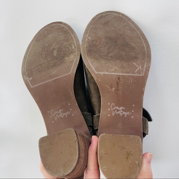Crown Vintage Mason Suede Open Toe Boho Booties in Olive 9.5 - Picture 7 of 8